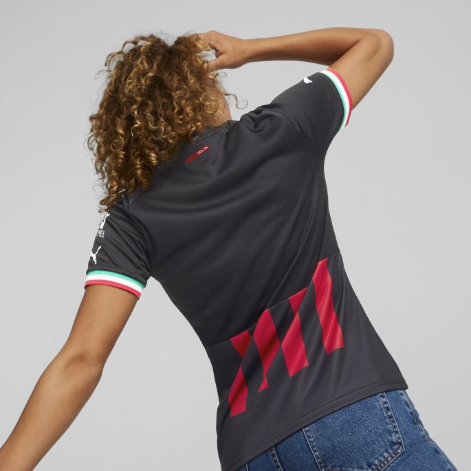 Puma På Salg A.c. Milan Hjemme 22-23 Replica Jersey Kvinner Svart-tango Rød