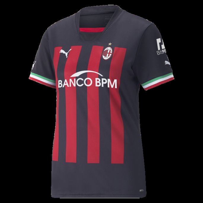 Puma På Salg A.c. Milan Hjemme 22-23 Replica Jersey Kvinner Svart-tango Rød