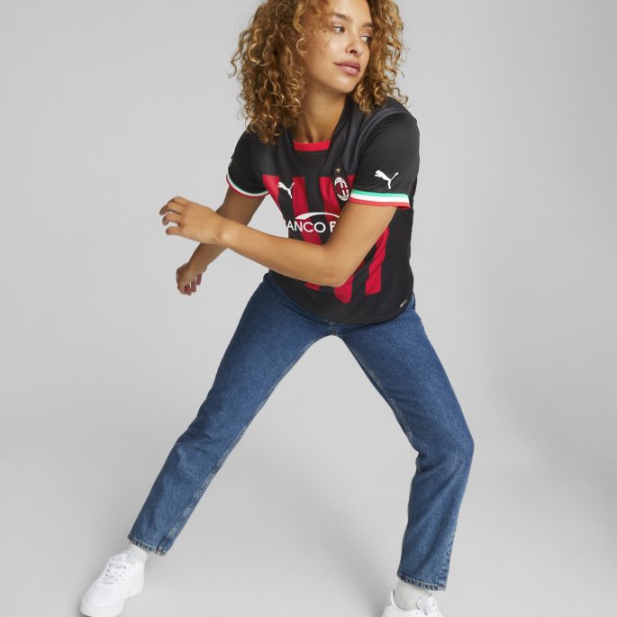 Puma På Tilbud Svart-tango Rød A.c. Milan Hjemme 22-23 Replica Jersey Kvinner