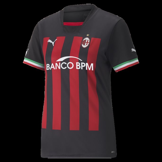 Puma På Tilbud Svart-tango Rød A.c. Milan Hjemme 22-23 Replica Jersey Kvinner