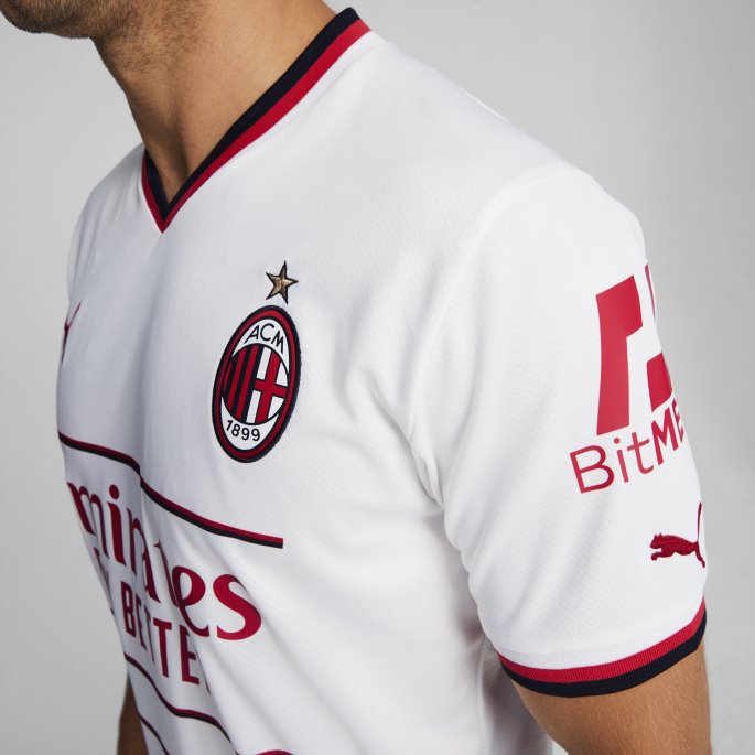 A.c. Milan Borte 22-23 Replica Jersey Puma På Salg Hvit-tango Rød