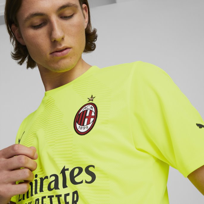 Gul Varslingssvart A.c. Milan Fotball Keeper Kortermet Replica Jersey Menn Puma På Tilbud