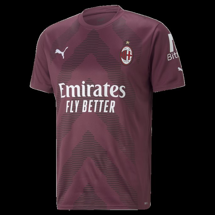 Drue Vin-svart A.c. Milan Fotball Keeper Kortermet Replica Jersey Menn Puma På Tilbud