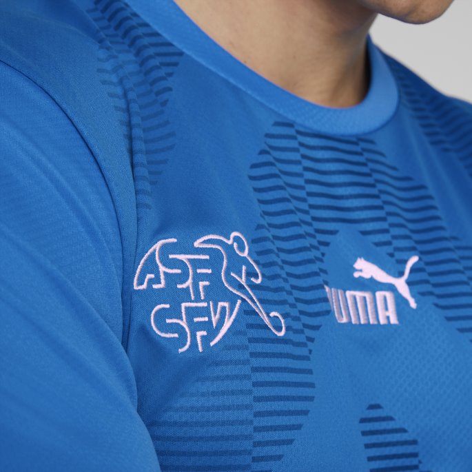 Sveits Fotball Målvakt Langermet Kopi Jersey Menn Elektrisk Blå Limonade Puma På Salg