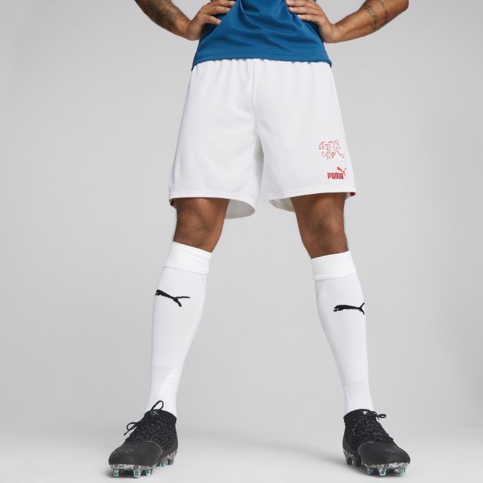 Puma På Tilbud Sveits 22-23 Replica Shorts Menn Hvit-rød