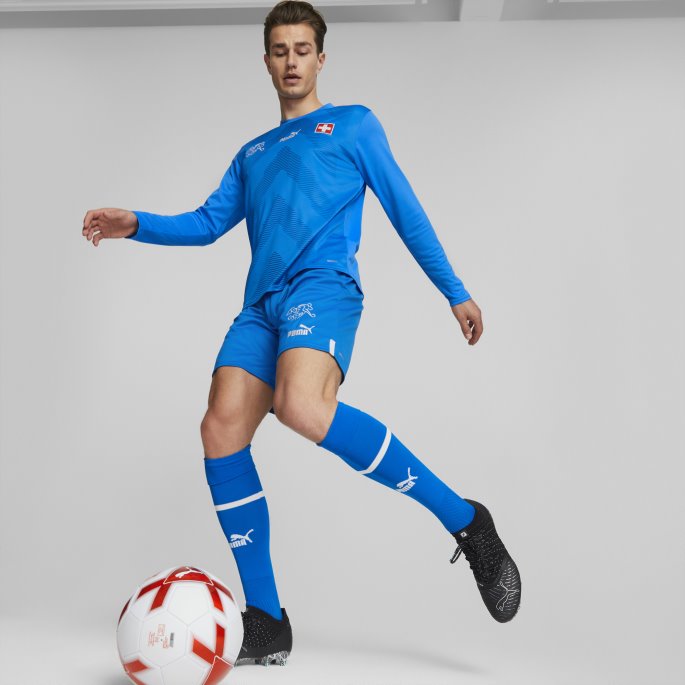 Puma På Tilbud Elektrisk Blå Limonade Sveits 22-23 Replica Shorts Menn