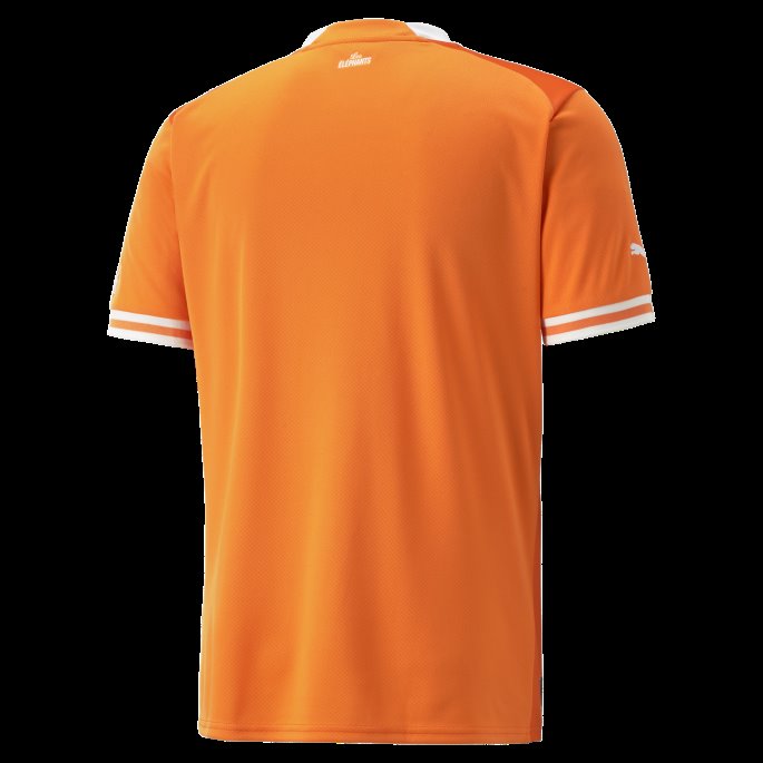 Puma På Tilbud Elfenbenskysten Hjem '22-'23 Herre Replika Jersey Levende Oransje-hvit