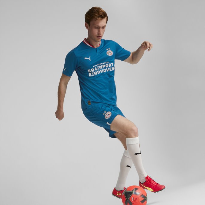 Mykonos Blå-rød-hvit Puma På Salg Psv Eindhoven 22-23 Replica Shorts Herre