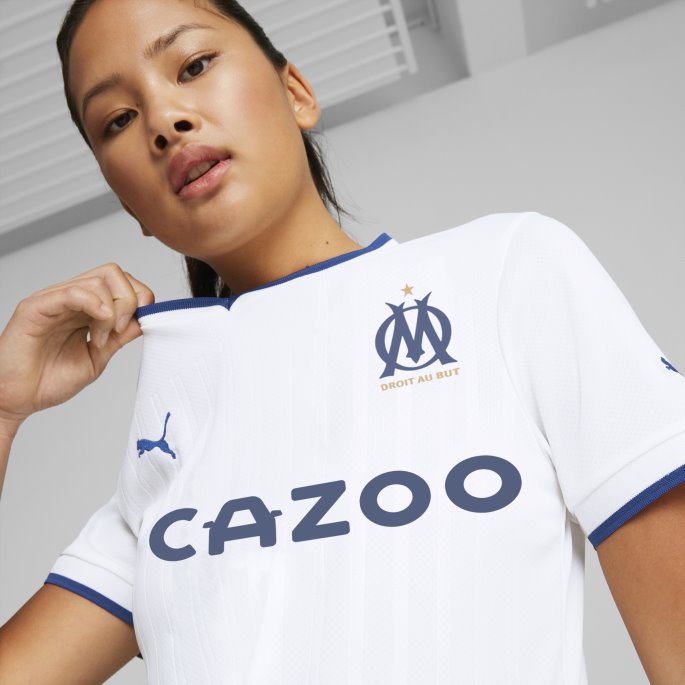 Puma På Salg Hvit-limoges Olympique De Marseille Hjemme 22-23 Kopi Jersey Kvinner