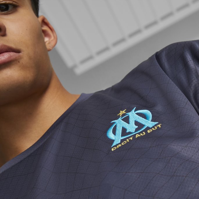 Parisian Night-bleu Azur Puma På Salg Olympic De Marseille Borte 22-23 Kopi Jersey Herre