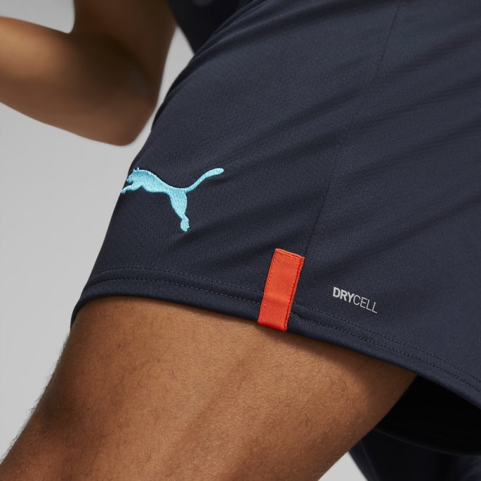 Parisisk Natt-bleu Azur Puma På Salg Olympiske Marseille 22-23 Replica Shorts Menn