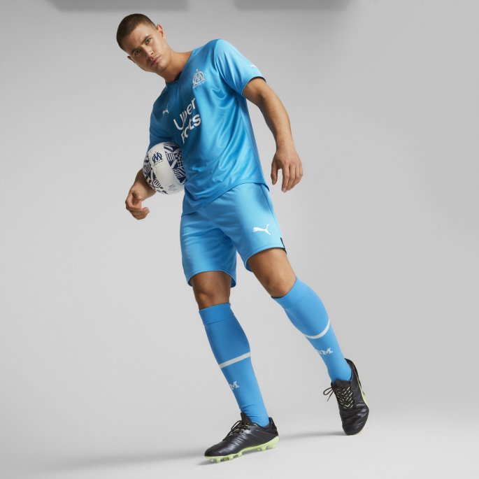 Blå Azur-mykonos Blå Olympiske Marseille 22-23 Replica Shorts Menn Puma På Salg