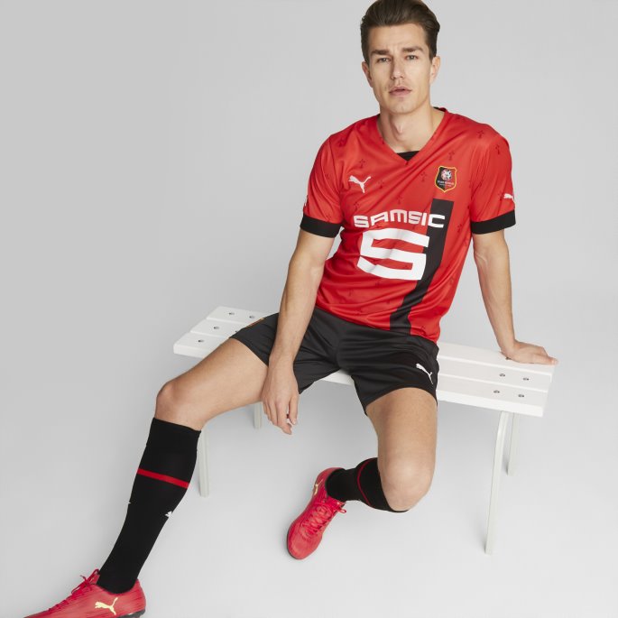 Puma På Salg Stadion Rennais F.c. Hjemme 22-23 Replica Jersey Menn Rød-svart