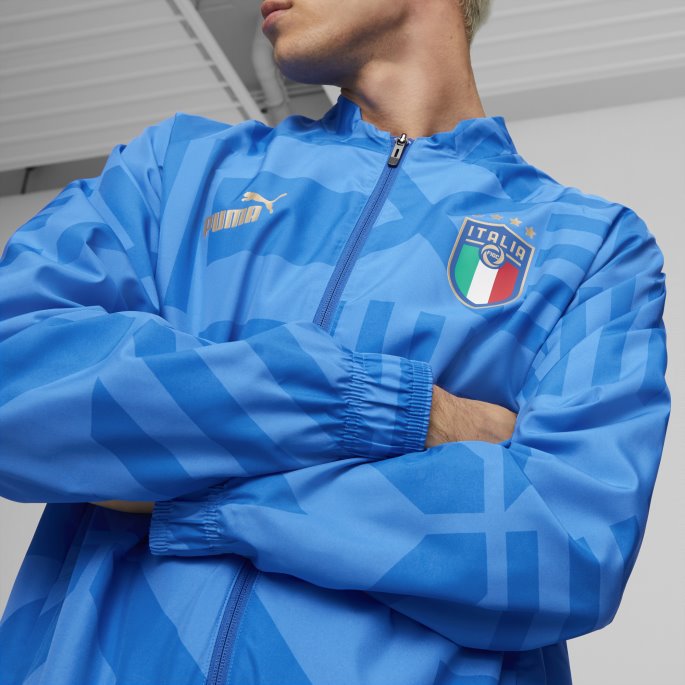 Puma På Salg Tenne Blå-elektrisk Blå Italia Fotball Førkamp Hjemmejakke Herre