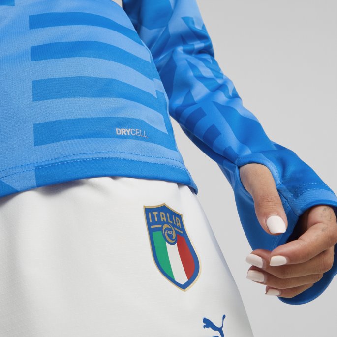 Italia Fotball Prematch Hjemme Sweatshirt Kvinner Puma På Salg Tenne Blå-elektrisk Blå
