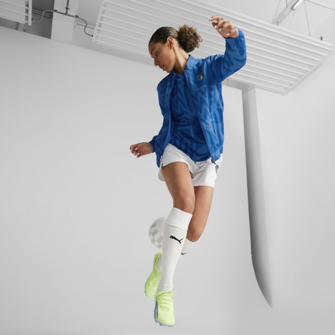 Tenne Blå-elektrisk Blå Italia Fotball Førkamp Hjemmejakke Kvinner Puma På Tilbud