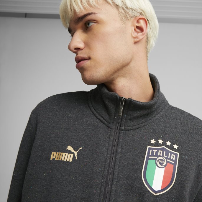 Italy Ftblculture Treningsjakke Herre Puma På Salg Mørk Grå Lyng-team Gull