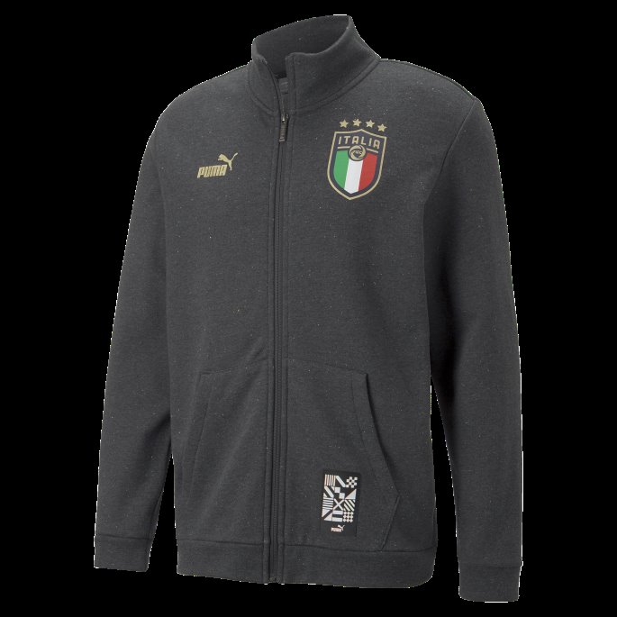 Italy Ftblculture Treningsjakke Herre Puma På Salg Mørk Grå Lyng-team Gull