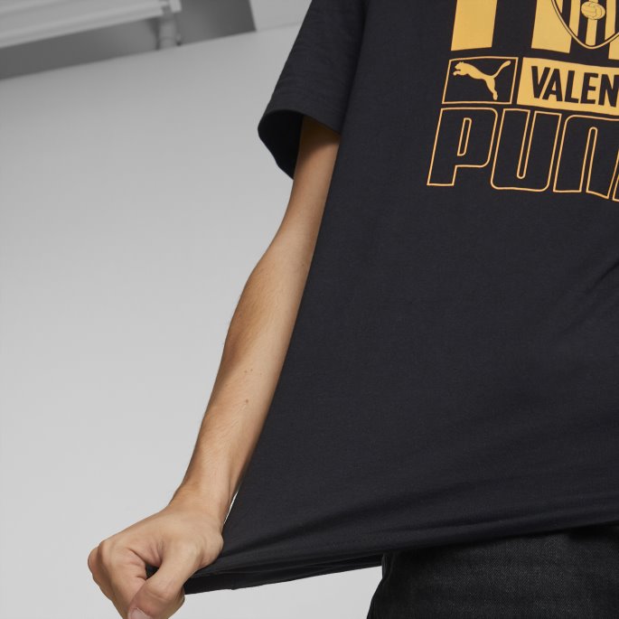 Puma På Tilbud Svart-dyp Aprikos Valencia Cf Fotball Ftblcore Tee Menn