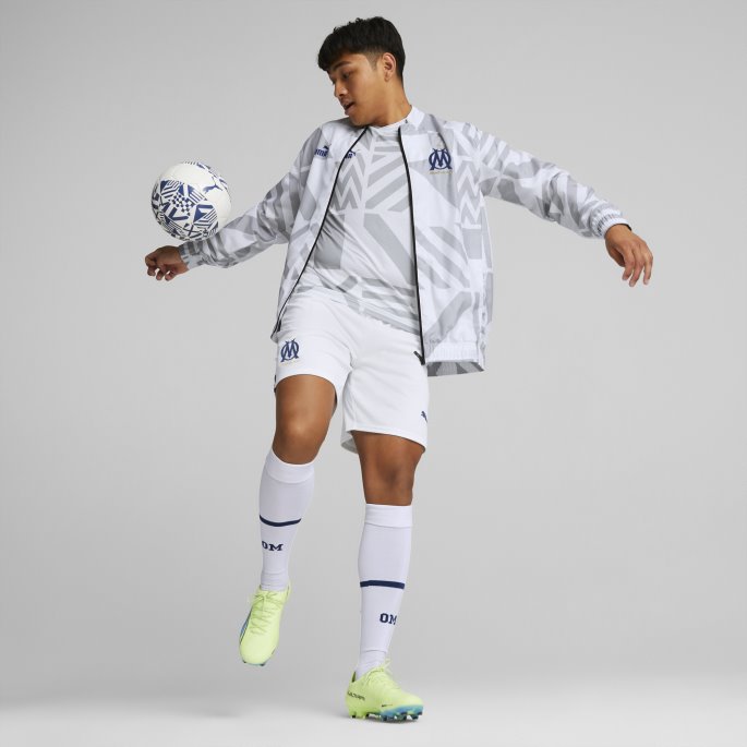 Puma På Tilbud Hvit-limoges Olympique De Marseille Fotball Prematch Jakke Menn
