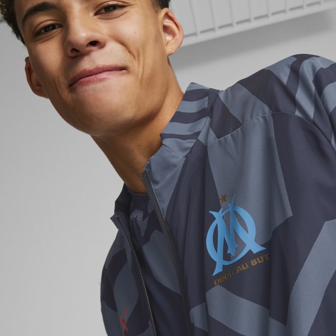 Olympique De Marseille Fotball Førkampsjakke Menn Parisian Night-bleu Azur Puma På Salg