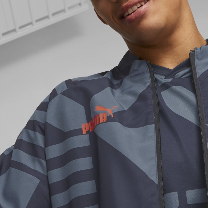 Olympique De Marseille Fotball Førkampsjakke Menn Parisian Night-bleu Azur Puma På Salg