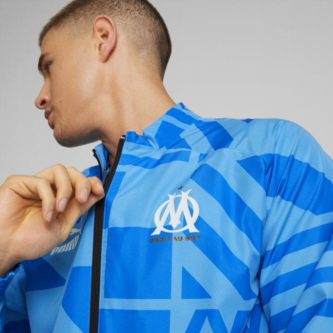 Puma På Tilbud Bleu Azur-nitro Blå Olympique De Marseille Fotball Førkampsjakke Herre