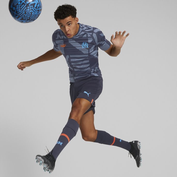 Puma På Salg Parisisk Natt-blå Azur Olympiske Marseille Fotball Førkamp Trøye Menn