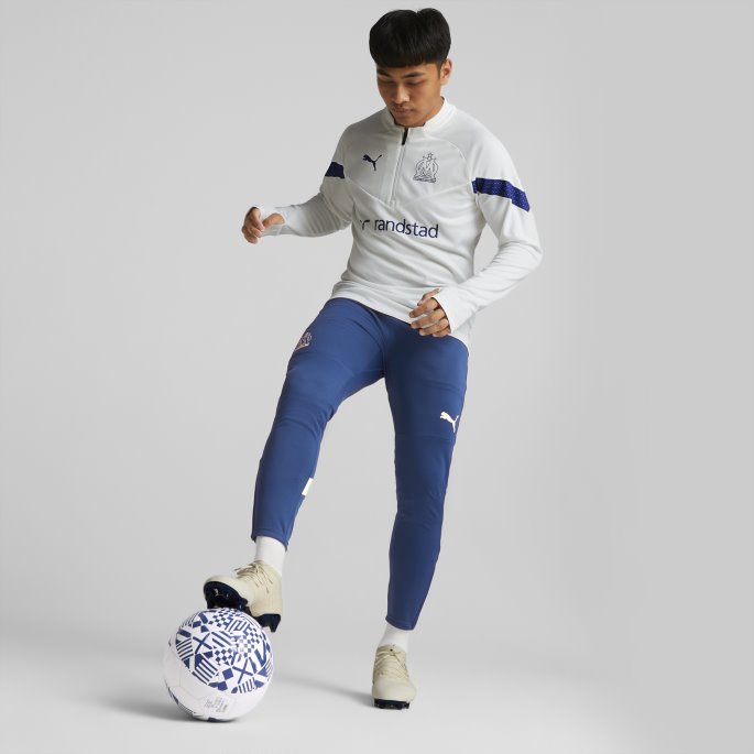 Puma På Tilbud Olympique De Marseille Fotball Quarter-zip Trening Topp Menn Hvit-limoges