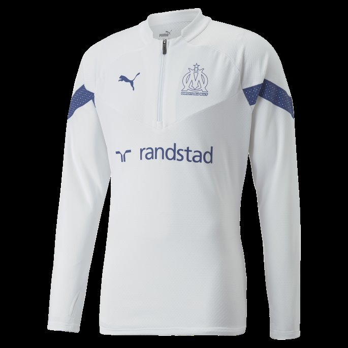 Puma På Tilbud Olympique De Marseille Fotball Quarter-zip Trening Topp Menn Hvit-limoges