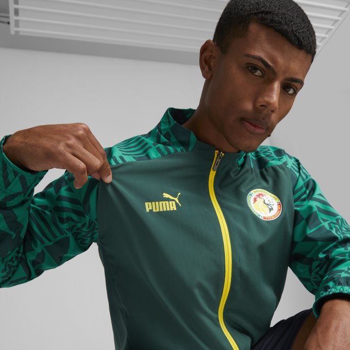 Senegal Fotball Førkampsjakke Menn Puma På Tilbud Juni Bug-peppergrønn