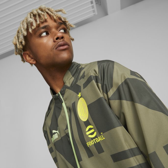 Mørkegrønn Mose-springmose A.c. Milan Prematch Fotballjakke Menn Puma På Salg