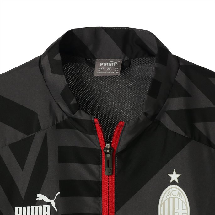 Puma På Salg Svart-asfalt A.c. Milan Fotball Prematch Jakke Ungdom