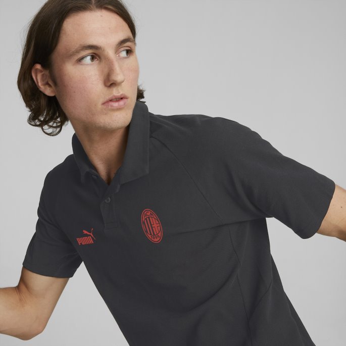 Puma På Salg Svart-asfalt A.c. Milan Fotball Casuals Poloskjorte Menn
