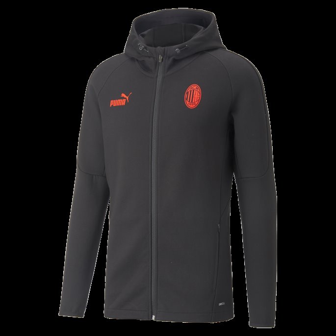 Puma På Salg Svart-asfalt A.c. Milan Fotball Casuals Hettejakke Menn