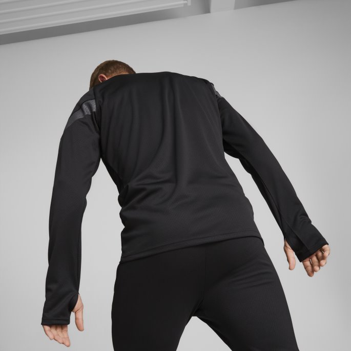 Svart-asfalt Puma På Salg A.c. Milan Fotball Quarter-zip Trening Topp Menn