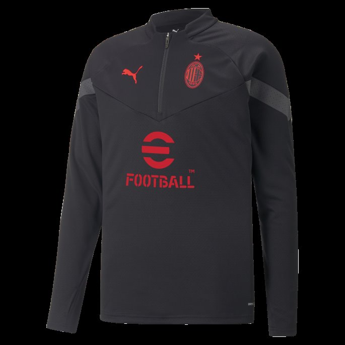 Svart-asfalt Puma På Salg A.c. Milan Fotball Quarter-zip Trening Topp Menn