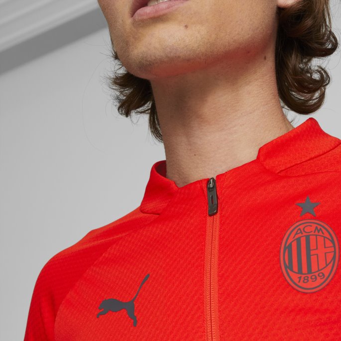Brennende Rød-asfalt A.c. Milan Fotball Quarter-zip Trening Topp Menn Puma På Salg