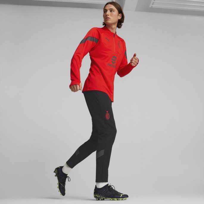 Brennende Rød-asfalt A.c. Milan Fotball Quarter-zip Trening Topp Menn Puma På Salg
