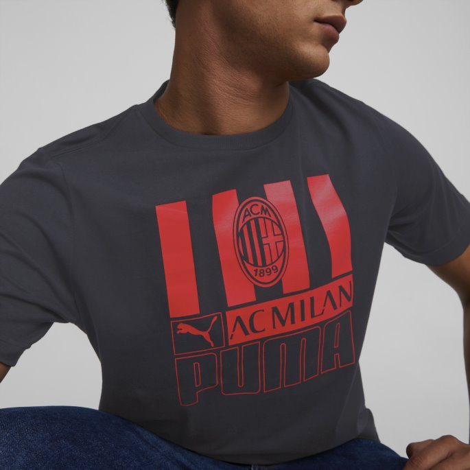 Svart-tango Rød Puma På Salg A.c. Milan Fotball Ftblcore Herre Tee