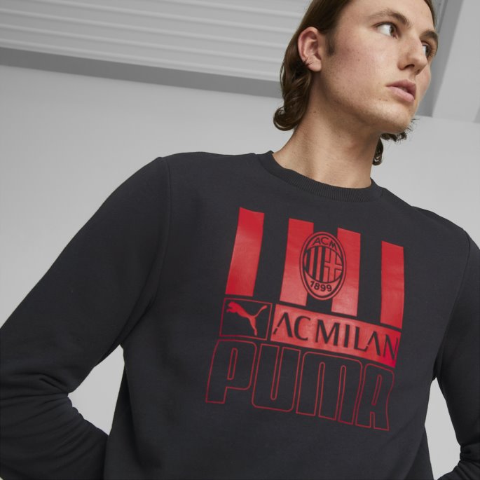 Puma På Tilbud Svart-tango Rød A.c. Milan Fotball Ftblcore Genser For Menn