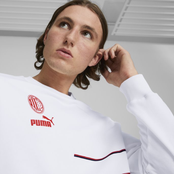 A.c. Milan Ftblculture Crewneck Genser Menn Hvit-tango Rød Puma På Salg