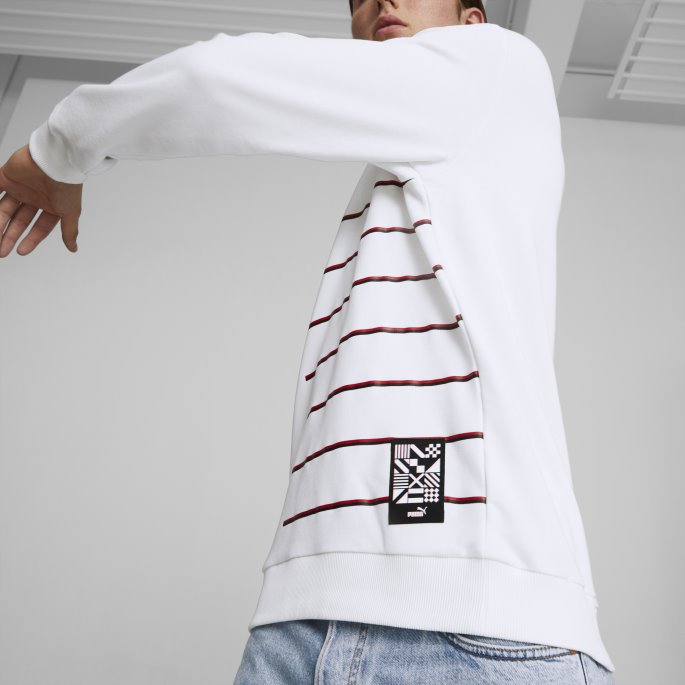 A.c. Milan Ftblculture Crewneck Genser Menn Hvit-tango Rød Puma På Salg