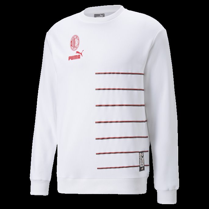 A.c. Milan Ftblculture Crewneck Genser Menn Hvit-tango Rød Puma På Salg