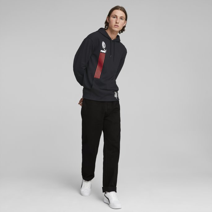 Svart-tango Rød Puma På Salg A.c. Milan Ftblculture Hettegenser Menn
