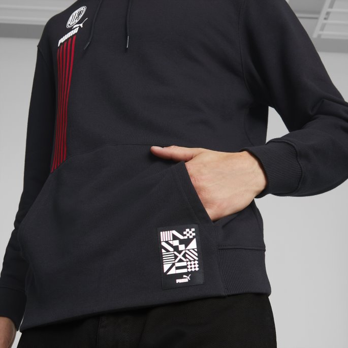 Svart-tango Rød Puma På Salg A.c. Milan Ftblculture Hettegenser Menn