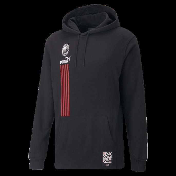 Svart-tango Rød Puma På Salg A.c. Milan Ftblculture Hettegenser Menn