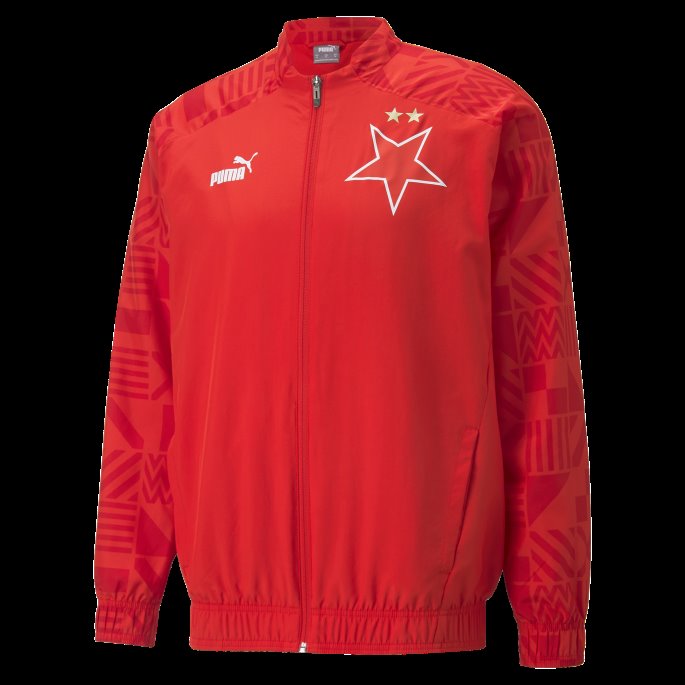 Rød-hvit Sk Slavia Praha Prematch Jakke Herre Puma På Tilbud