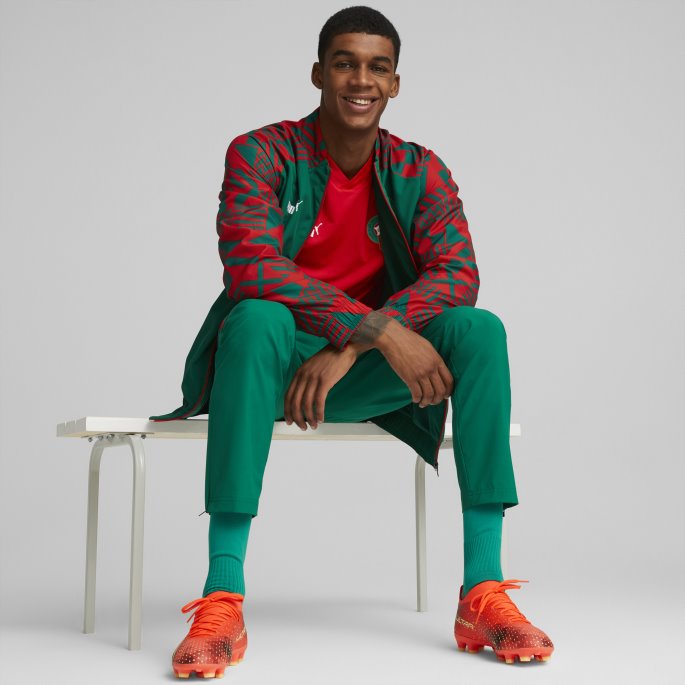 Red-power Green Puma På Tilbud Marokko Fotball Førkampsjakke Menn