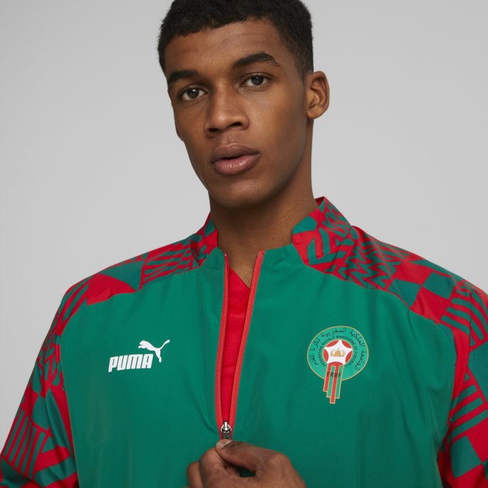 Red-power Green Puma På Tilbud Marokko Fotball Førkampsjakke Menn